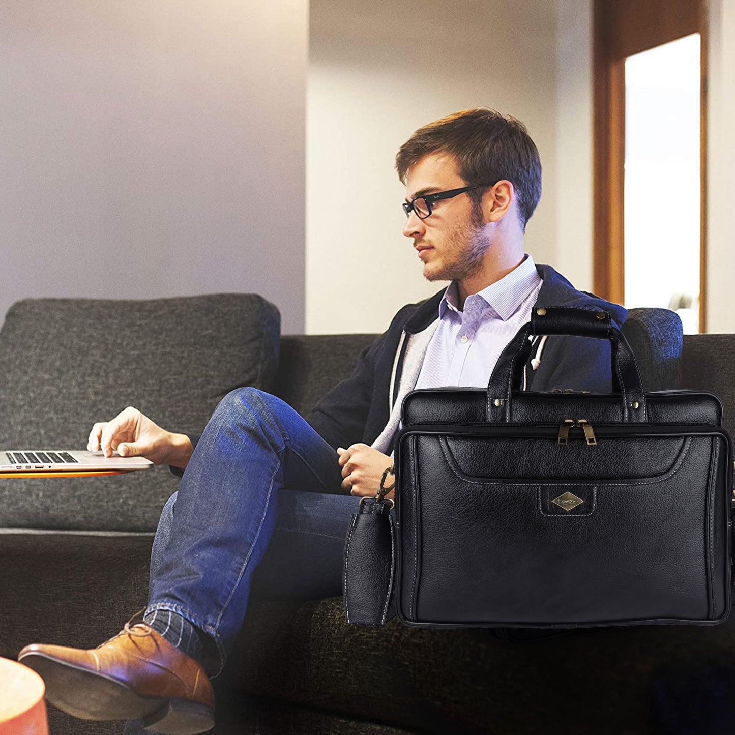 Voyager Leather Laptop Bag Classic # 437B