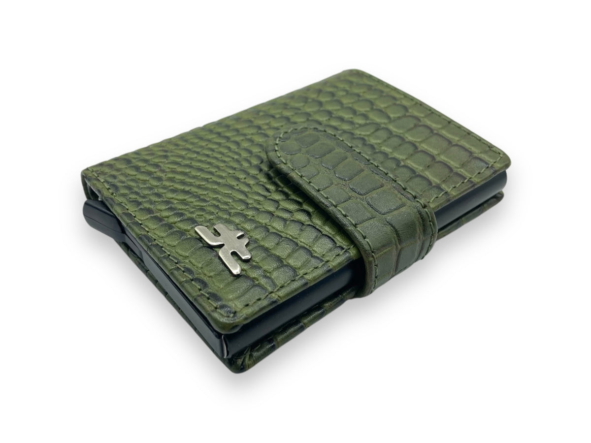 Smart Pop-Up Metallic Card Holder Bi-Fold Wallet in Leather # 4525