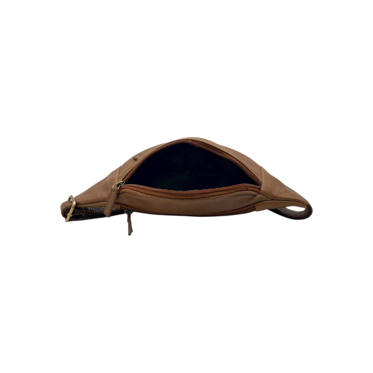 Classic Leather Belt Bag with Three Zippers – Sling Bag for Men & Women ,Belt pouch, Leather Waist Bag # 2179
