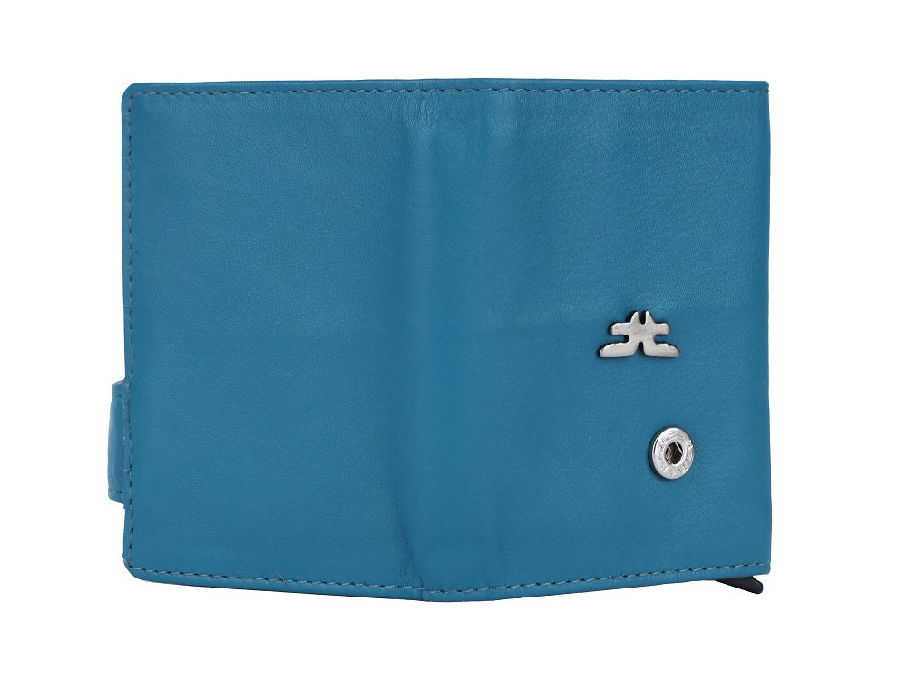 Smart Pop-Up Metallic Card Holder Wallet in Leather #4403