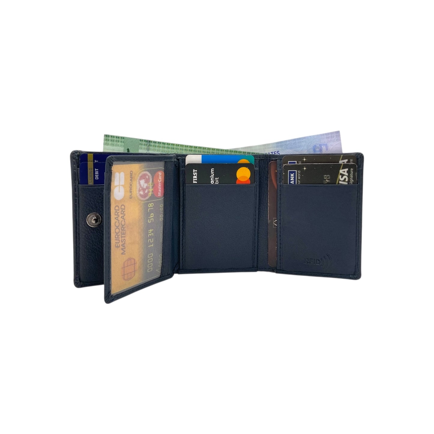 Trifold Wallet RFID Slim 10CC Double Stitch # 1539N