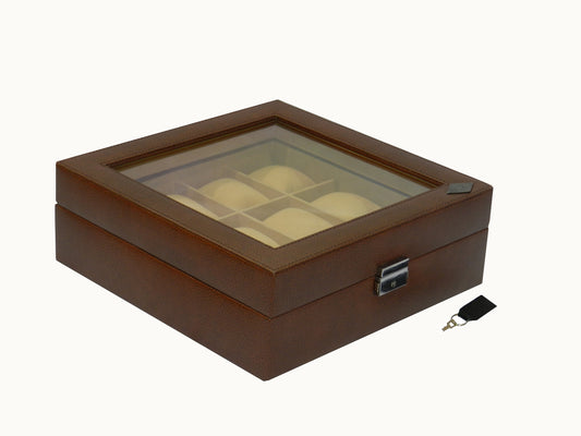 12 Slot Vegan Leather  Watch Box with Glass Top