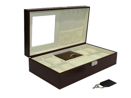 Large Watch Box Ring  & Cufflink Box in Genuine Leather