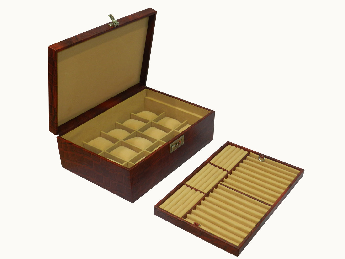 8 Slot Watch Box with Multipurpose Jewellery Box Genuine Leather