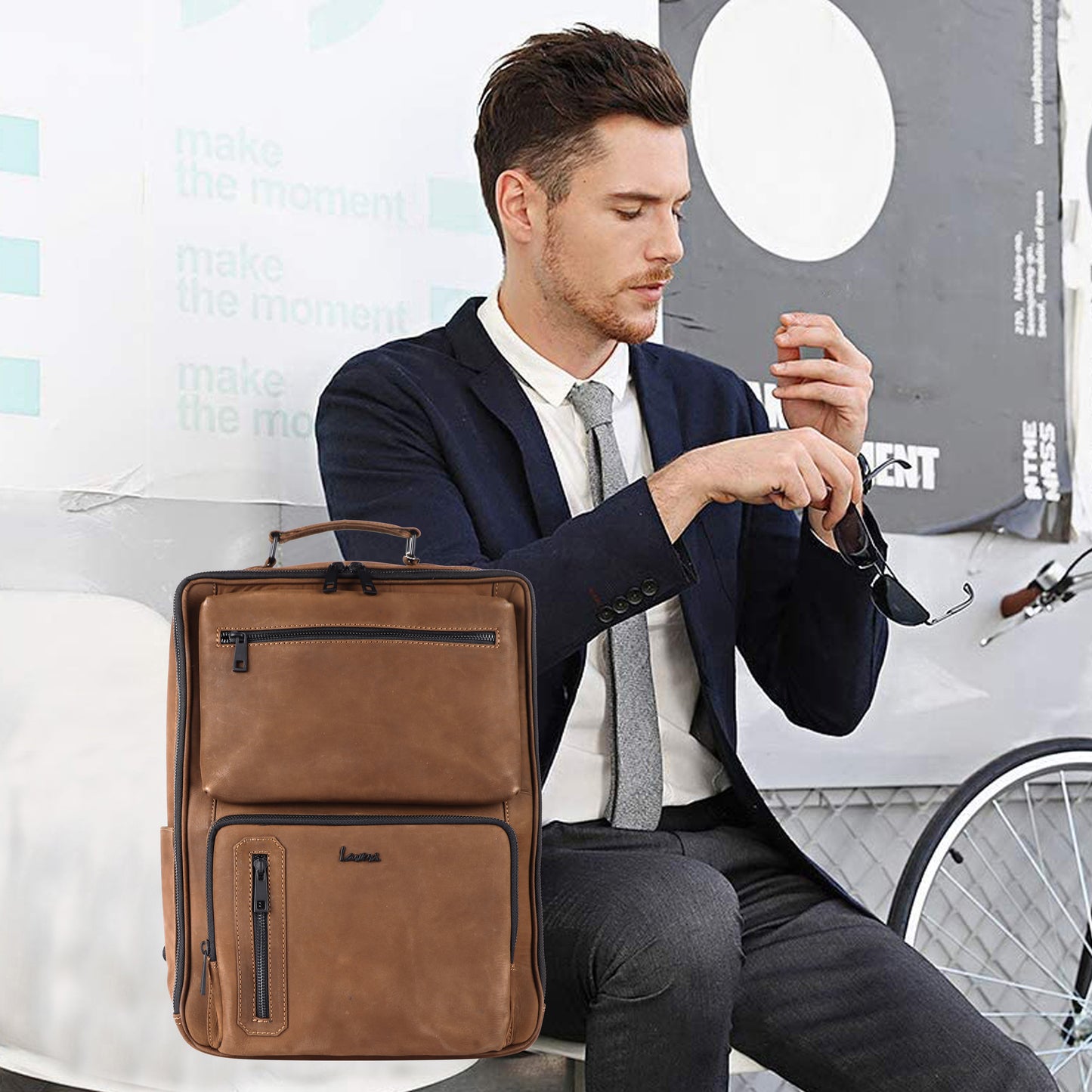 Venture Premium Leather Backpack #2832