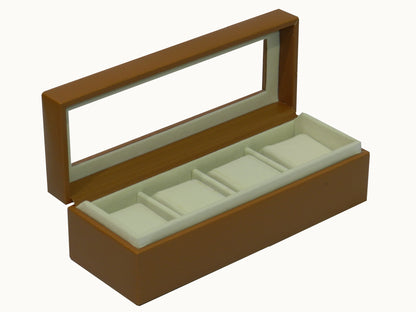 4 Slot Vegan Leather  Watch Box with Glass Top