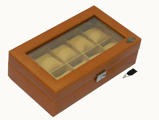 10 Slot Vegan Leather  Watch Box with Glass Top