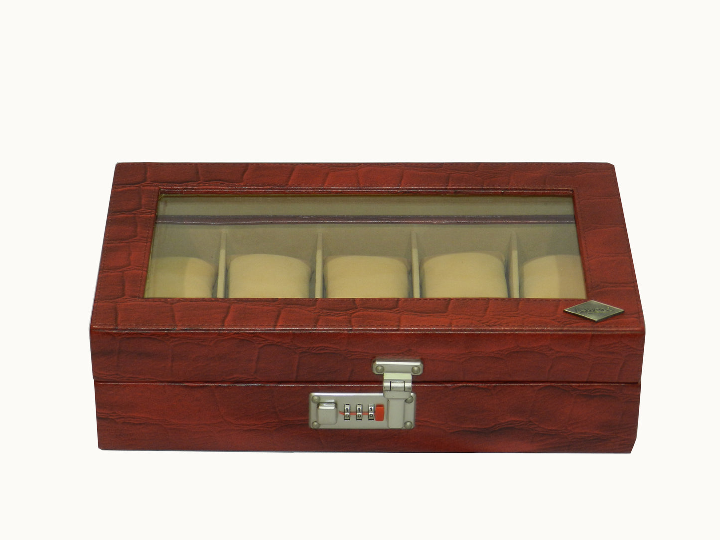 10 Slot Genuine Leather Premium Watch Box Glass Top