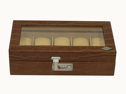 10 Slot Genuine Leather Premium Watch Box Glass Top