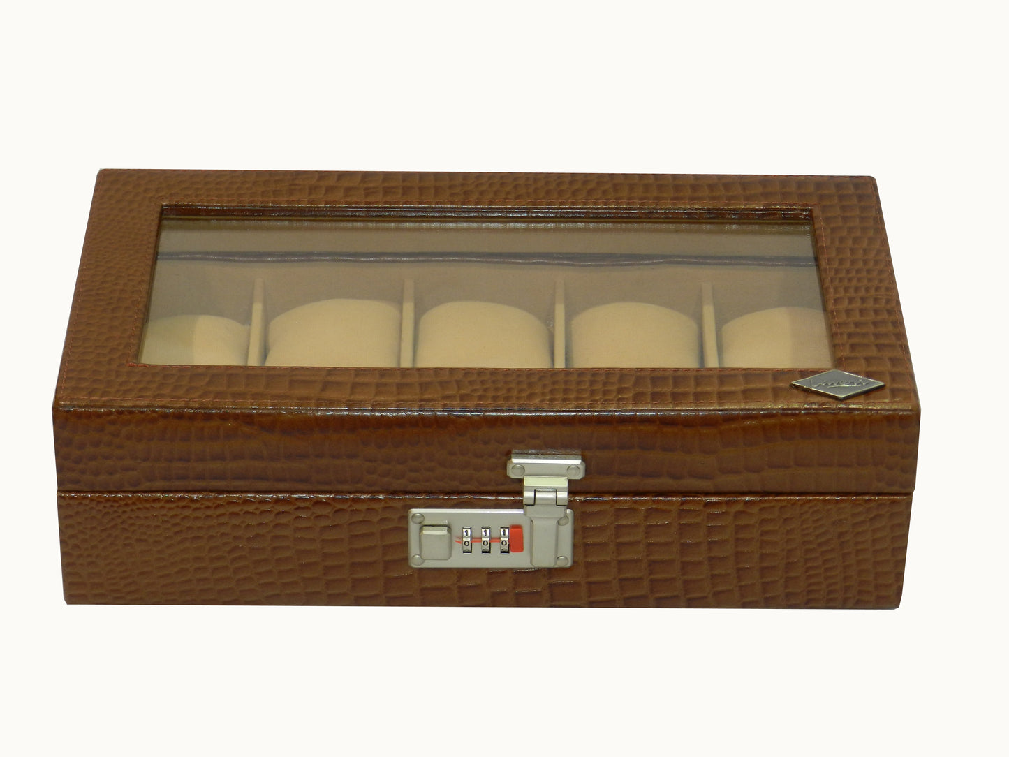 10 Slot Genuine Leather Premium Watch Box Glass Top