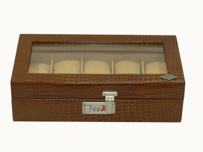 10 Slot Genuine Leather Premium Watch Box Glass Top