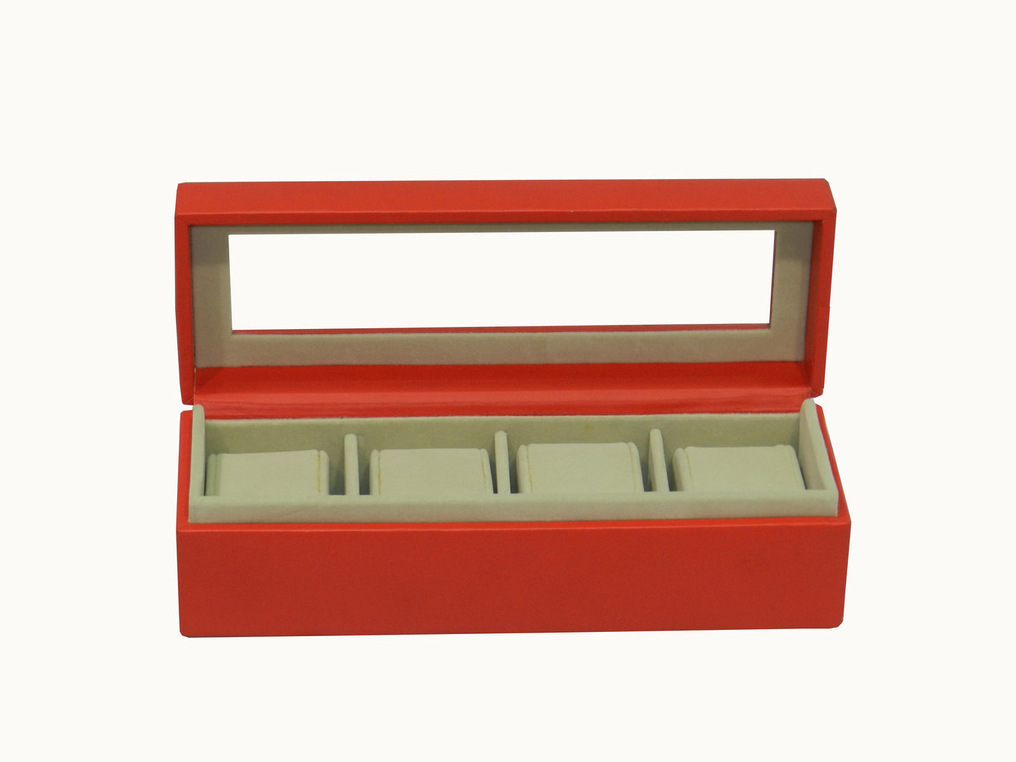 4 Slot Vegan Leather  Watch Box with Glass Top