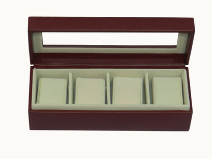 4 Slot Vegan Leather  Watch Box with Glass Top