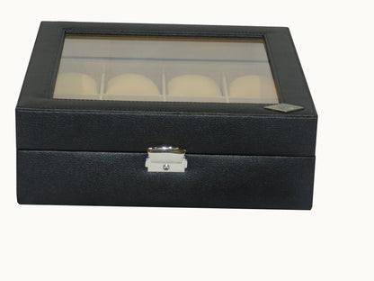 12 Slot Vegan Leather  Watch Box with Glass Top