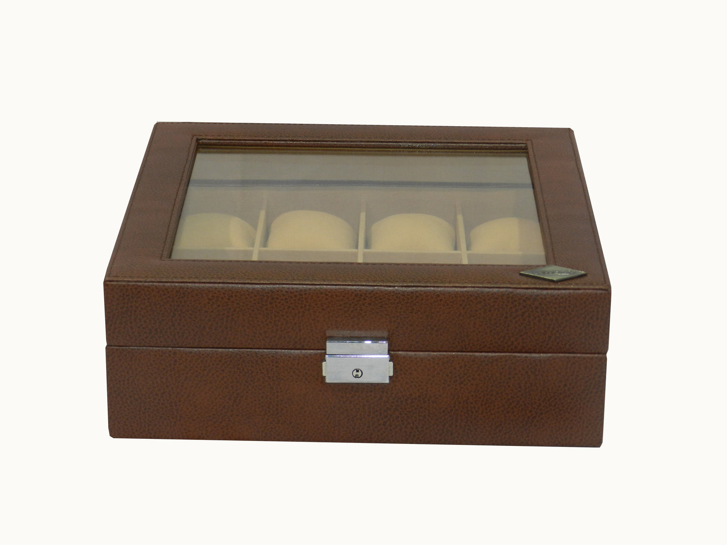 12 Slot Vegan Leather  Watch Box with Glass Top