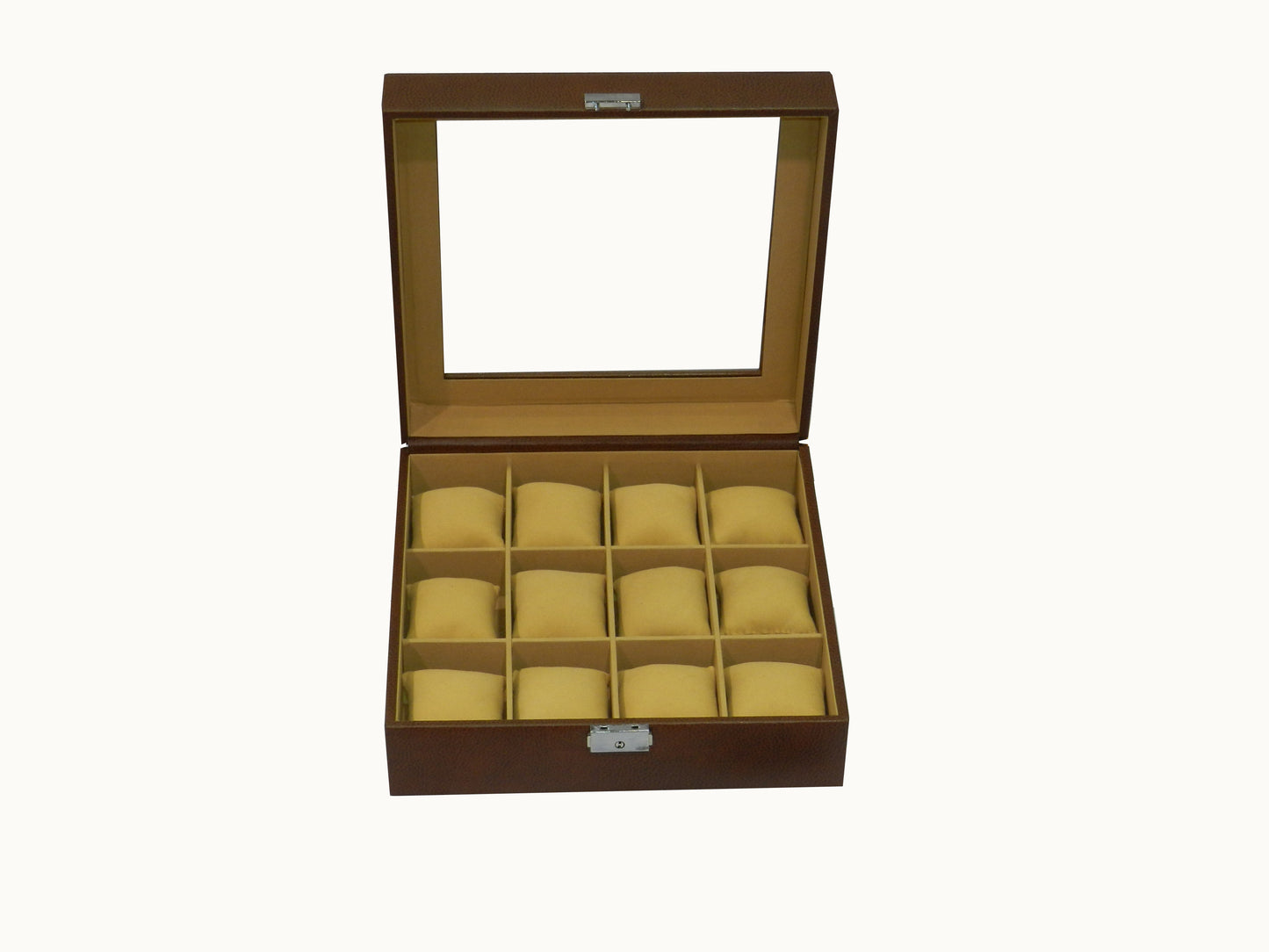 12 Slot Vegan Leather  Watch Box with Glass Top