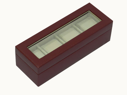 4 Slot Vegan Leather  Watch Box with Glass Top