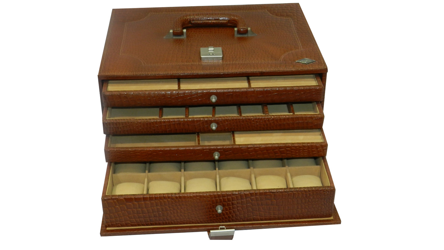 18 Watches with Multipurpose Jewellery Box Genuine Leather