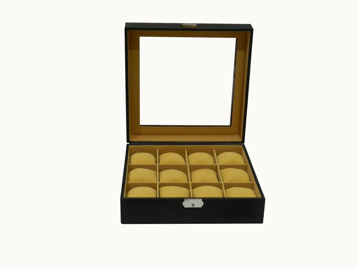 12 Slot Vegan Leather  Watch Box with Glass Top