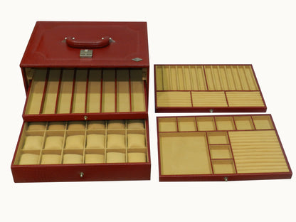 18 Watches with Multipurpose Jewellery Box Genuine Leather