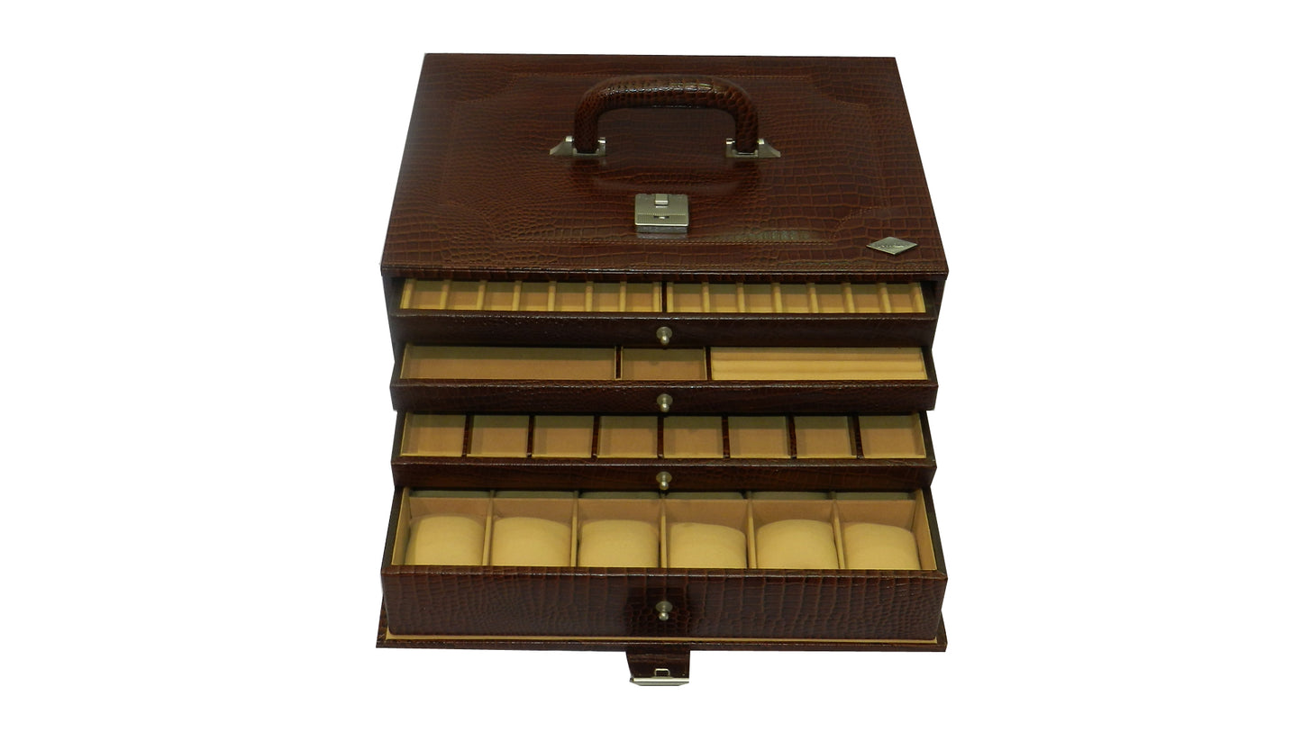 18 Watches with Multipurpose Jewellery Box Genuine Leather