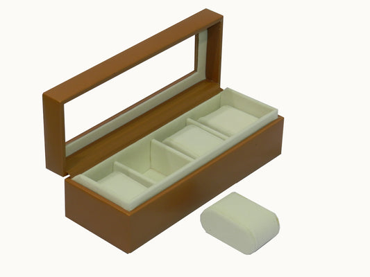 4 Slot Vegan Leather  Watch Box with Glass Top