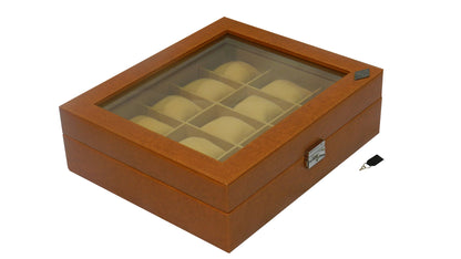 15 Slot Vegan Leather  Watch Box with Glass Top