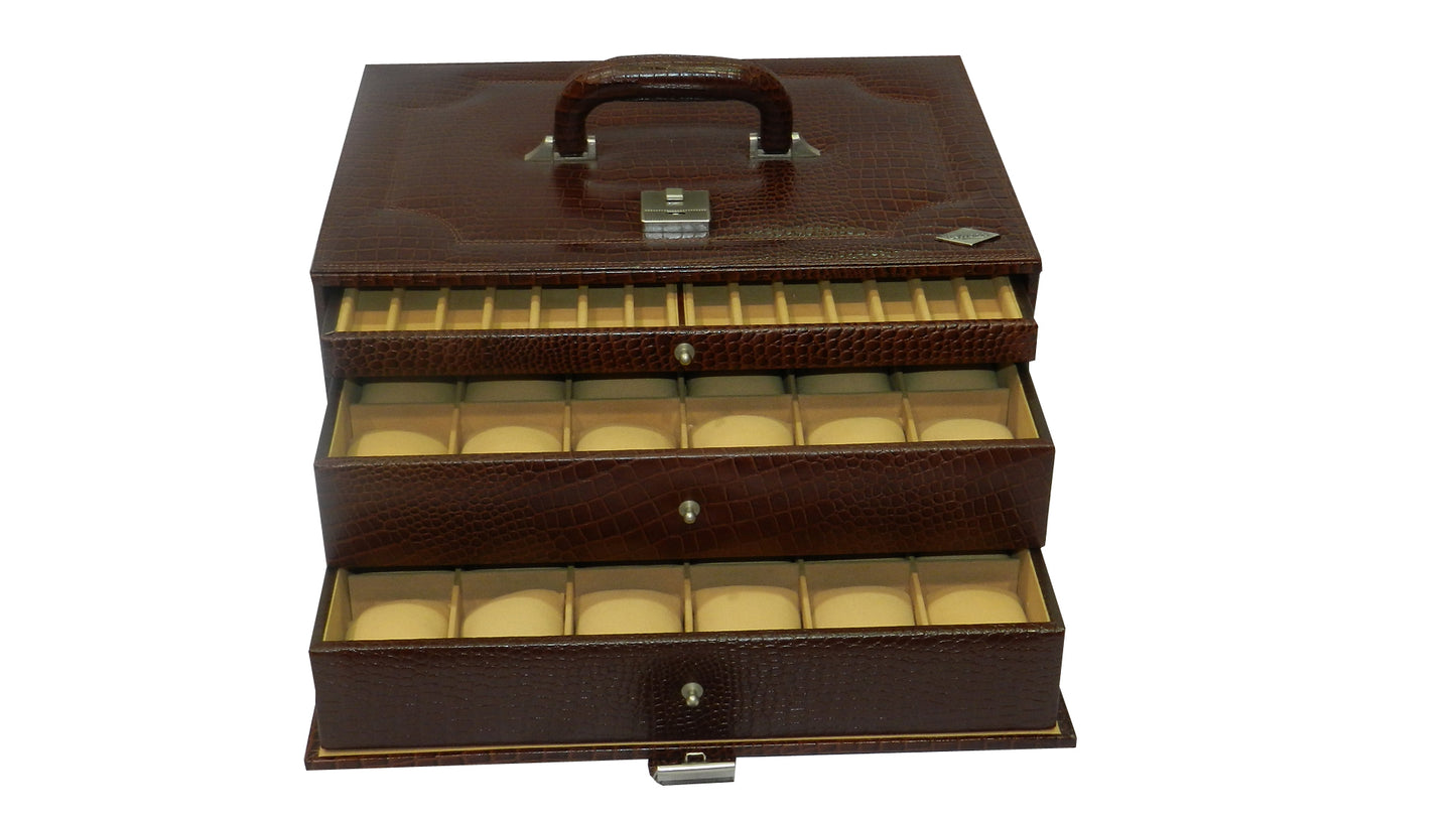 36 Slot Watches with Multipurpose Jewellery Box Genuine Leather