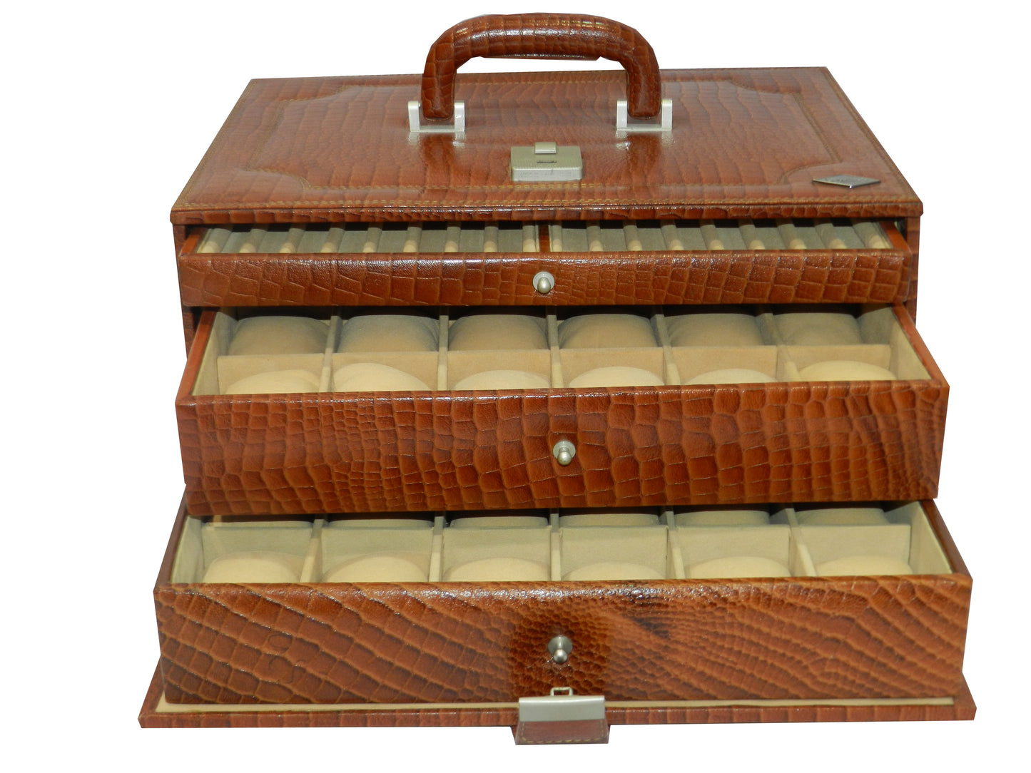36 Slot Watches with Multipurpose Jewellery Box Genuine Leather
