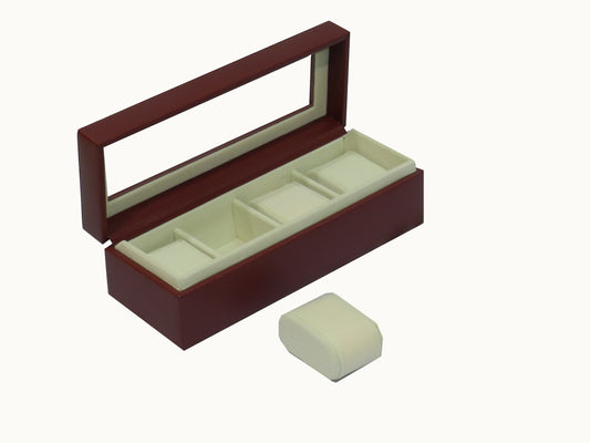 4 Slot Vegan Leather  Watch Box with Glass Top