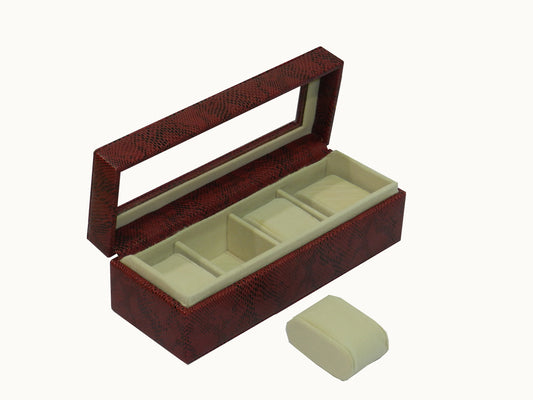 4 Slot Vegan Leather  Watch Box with Glass Top