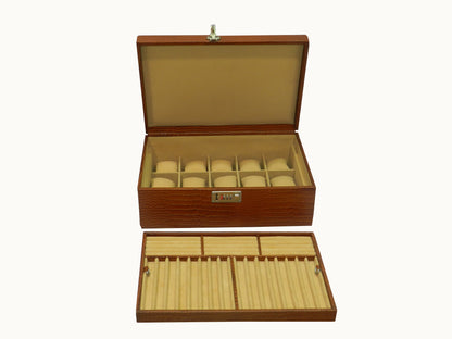 8 Slot Watch Box with Multipurpose Jewellery Box Genuine Leather