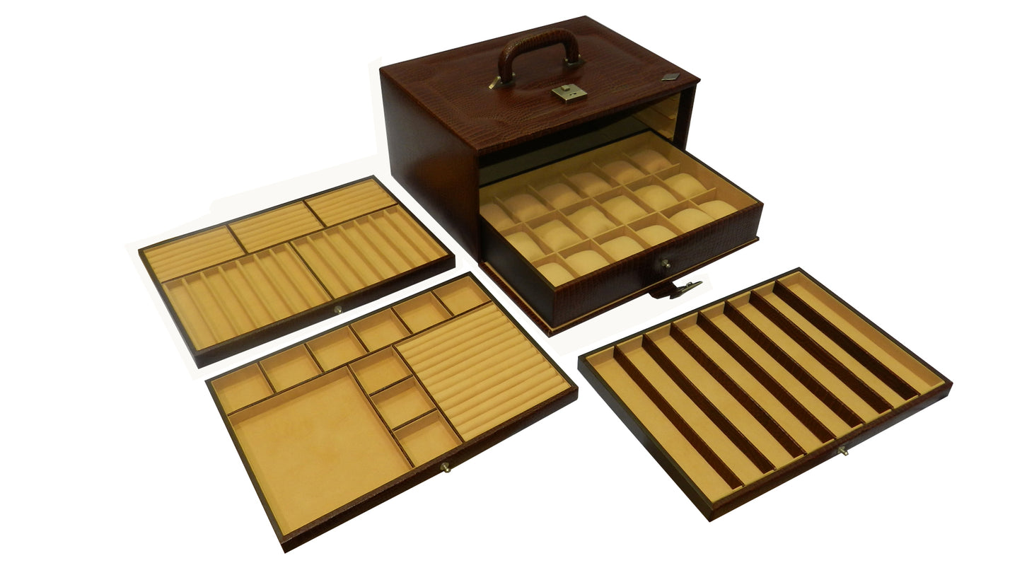 18 Watches with Multipurpose Jewellery Box Genuine Leather