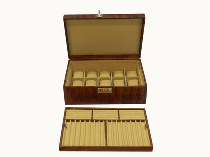 18 Slot Watches with Multipurpose Jewellery Box Genuine Leather