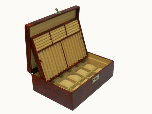 8 Slot Watch Box with Multipurpose Jewellery Box Genuine Leather