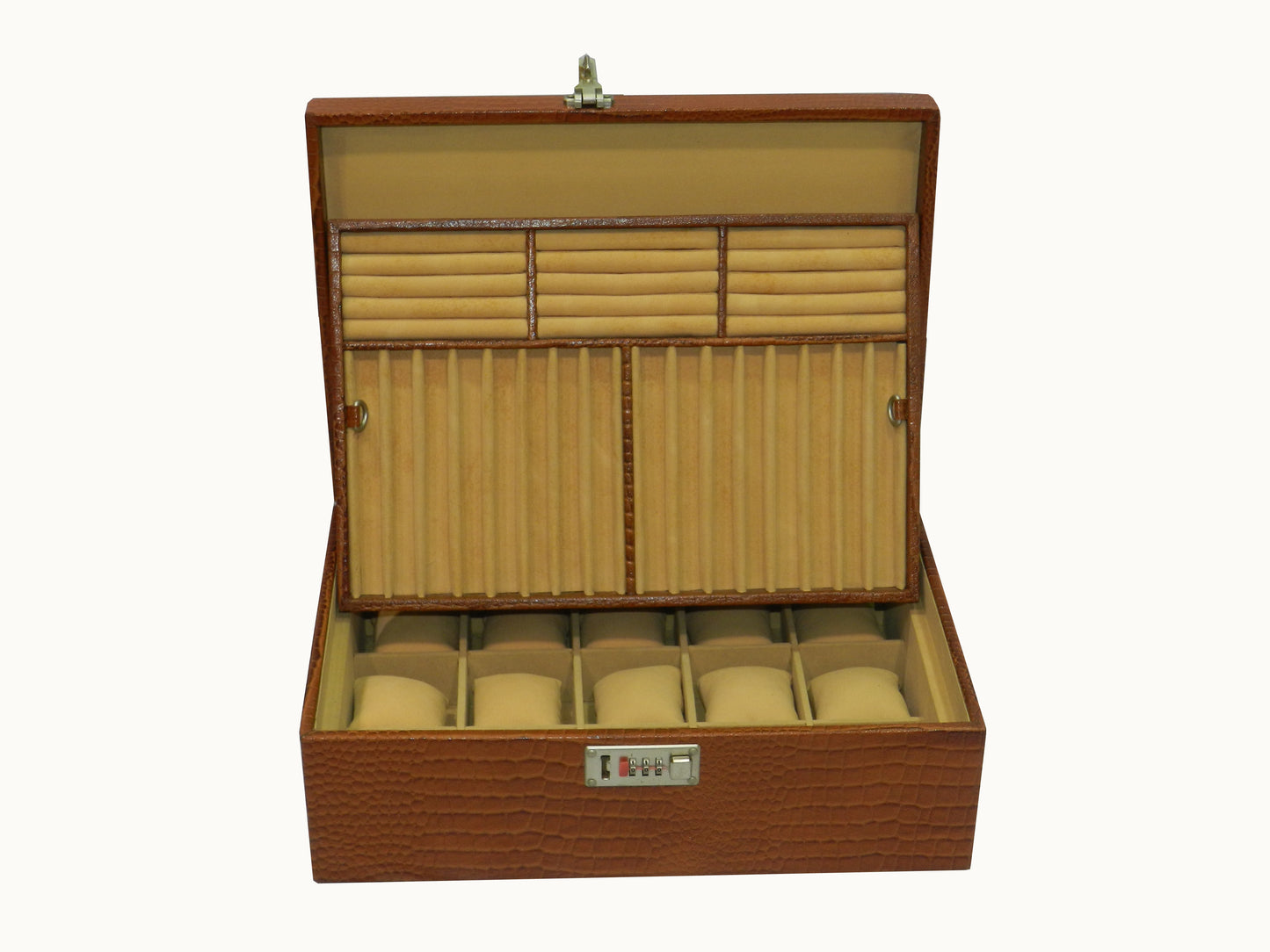 8 Slot Watch Box with Multipurpose Jewellery Box Genuine Leather