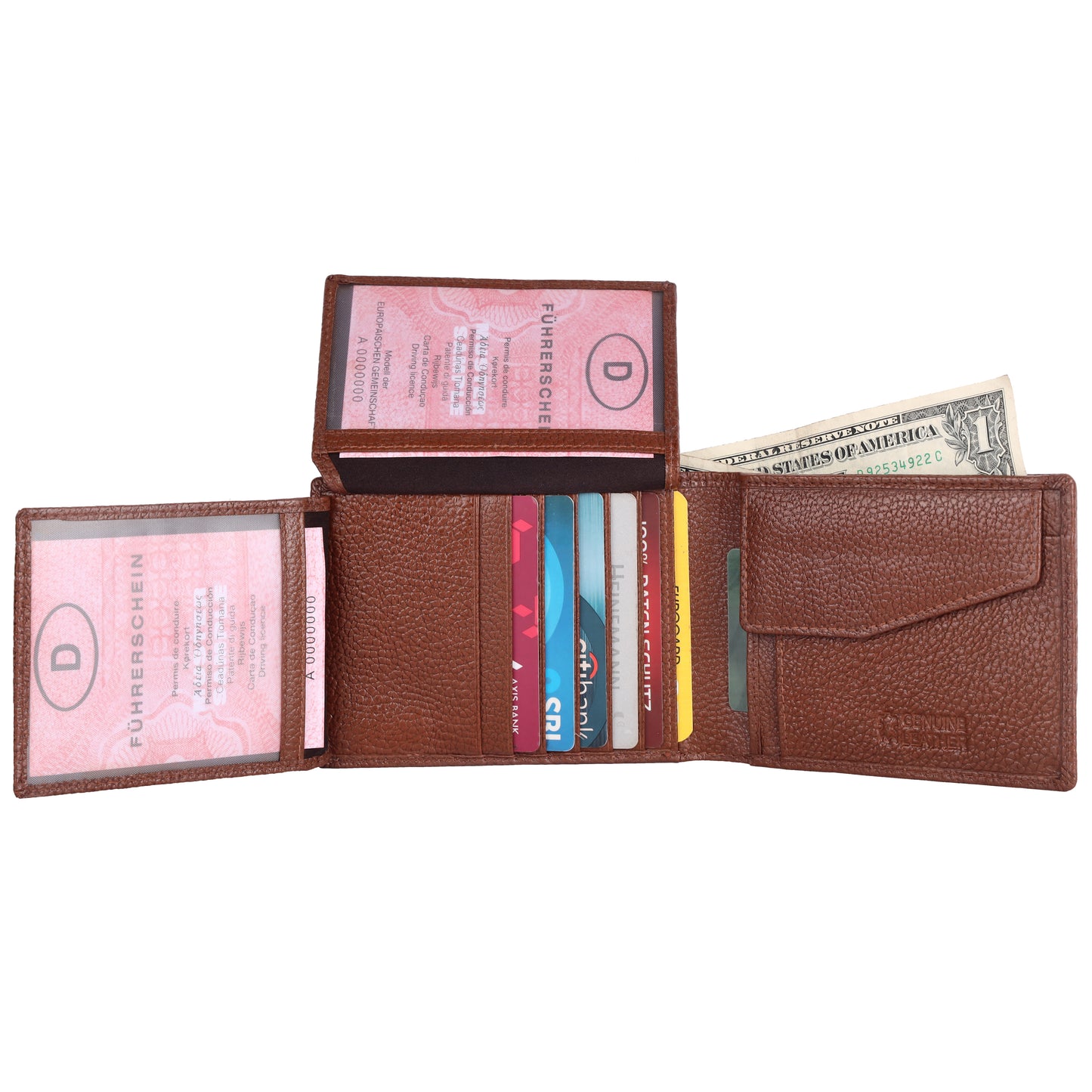 Pebble Texture 20 Card Billfold Coin Pocket Wallet #1888