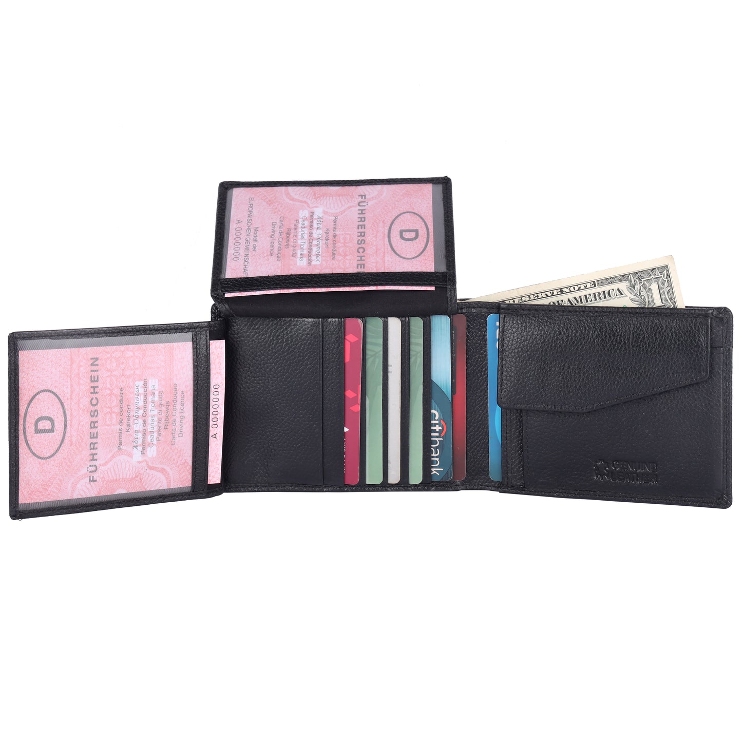 Pebble Texture 20 Card Billfold Coin Pocket Wallet #1888