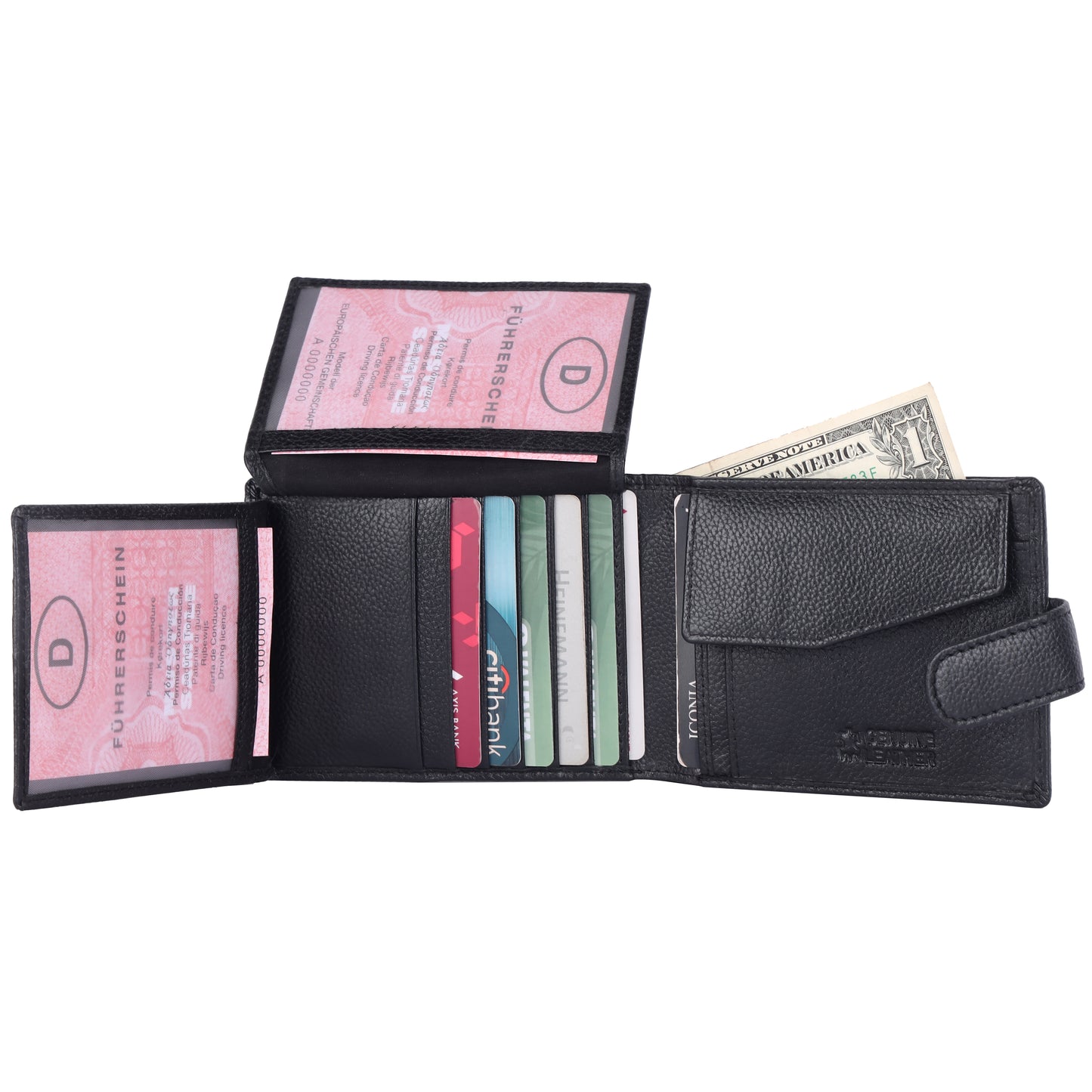 Pebble Texture 20 Card Billfold Coin Pocket Wallet #1888