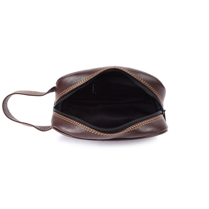 Hand Pouch, Wash Bag, Toiletry, Genuine Leather # 2694Z