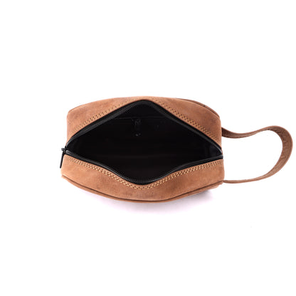 Hand Pouch, Wash Bag, Toiletry, Genuine Leather # 2694Z