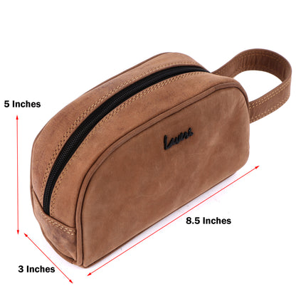 Hand Pouch, Wash Bag, Toiletry, Genuine Leather # 2694Z