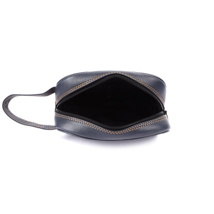 Hand Pouch, Wash Bag, Toiletry, Genuine Leather # 2694Z