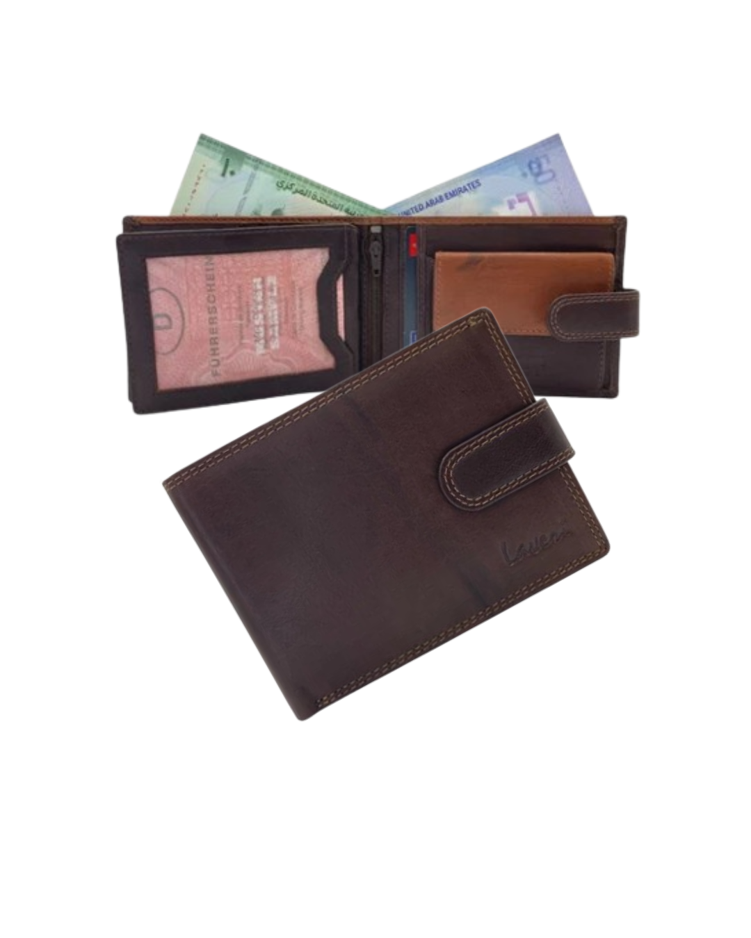 Smooth Leather Card & Coin Billfold Wallet # 1909L