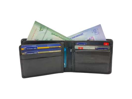Smooth Leather Card & Coin Billfold Wallet # 4094
