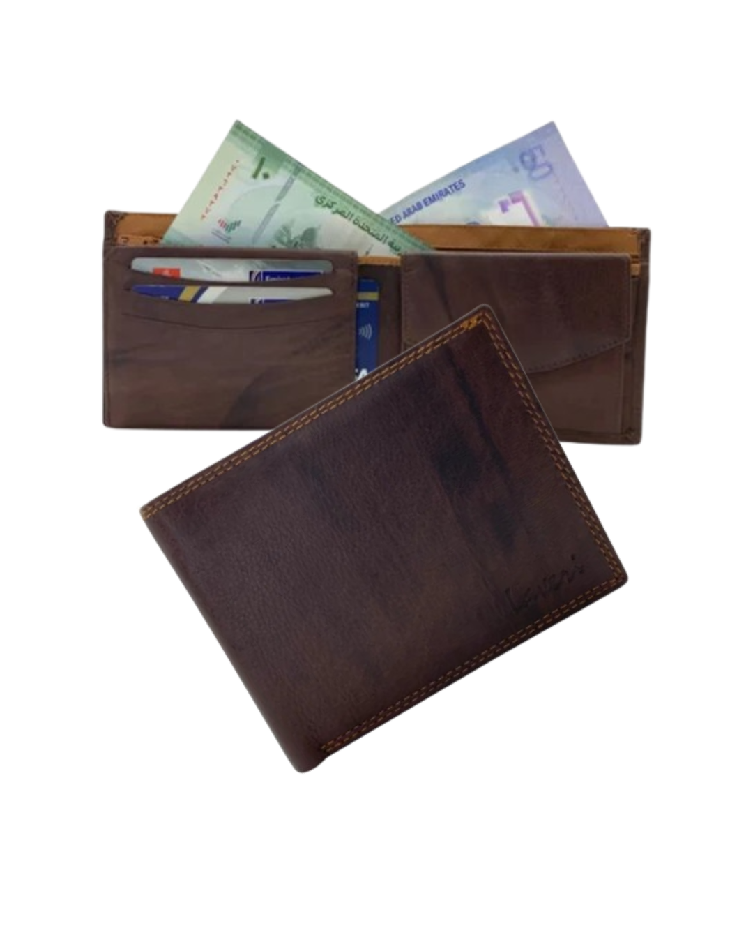 Smooth Leather Card & Coin Billfold Wallet # 665