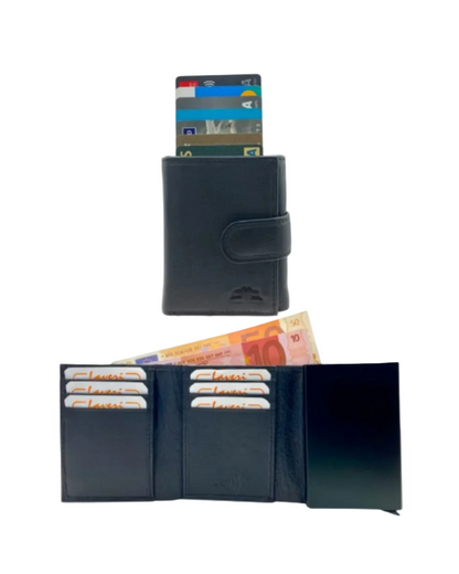 Smart Pop-Up Metallic Card Holder Tri-Fold Wallet in Leather #4523.New-Loop