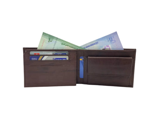 Smooth Leather Card & Coin Billfold Wallet # JD.1858