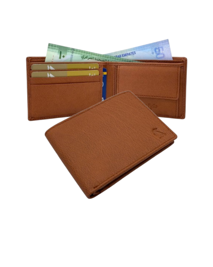 VacaPelle 4-6 Card & Coins Billfold Genuine Leather Wallet # 1727C