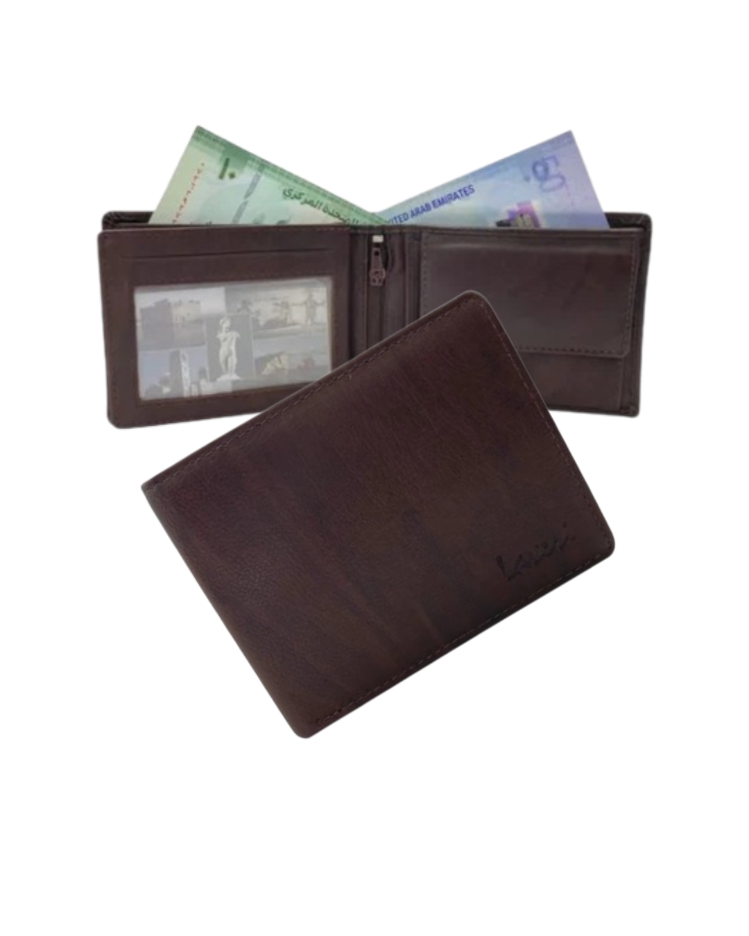 Smooth Leather Card & Coin Billfold Wallet # 911